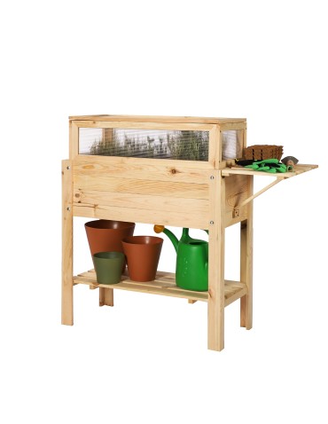 Drewniany Inspekt  Miniszklarenka ~ OBL Surowa ~ Pokrywa Prosta Półka Dolna, Boczna