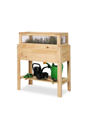 Drewniany Inspekt  OBL Surowy ~ Pokrywa Prosta ~ Półka Dolna