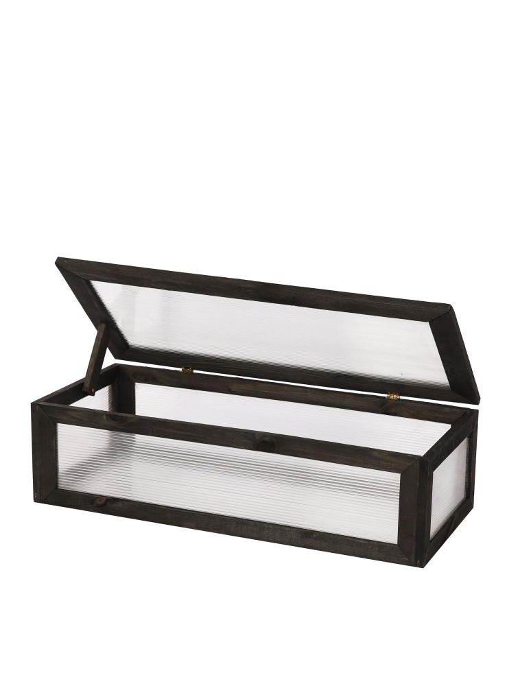 Kwietniki i donice - Drewniany Inspekt  Miniszklarenka ~ OBL Czarna ~ Pokrywa Prosta Półka Dolna, Boczna - product MODO24.PL 2