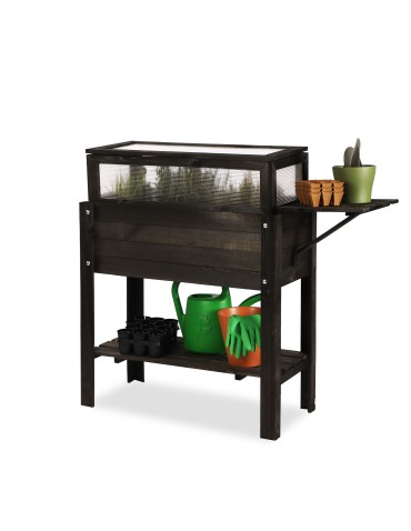 Drewniany Inspekt  Miniszklarenka ~ OBL Czarna ~ Pokrywa Prosta Półka Dolna, Boczna