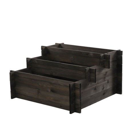 Grządka Piętrowa Drewniana ▪ Składana ▪ Czarna ▪ 78x75x40 cm