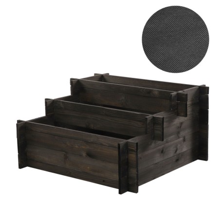 Grządka Schodkowa Zewnętrzna ▪ Czarna - Składana ▪ 100x75x40 cm