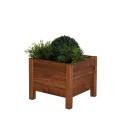 Dekoracyjna Donica Drewniana ~ 40x40x34 cm ~ Brązowa ~ Na Nóżkach