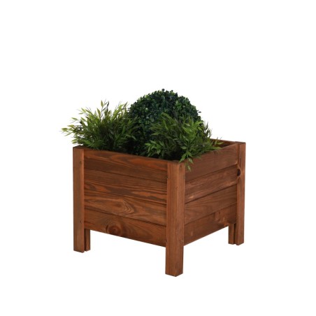 Dekoracyjna Donica Drewniana ~ 40x40x34 cm ~ Brązowa ~ Na Nóżkach