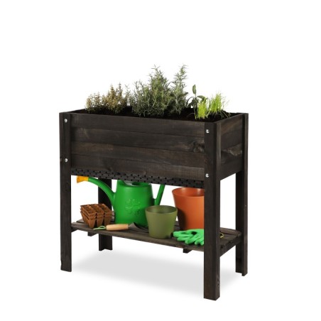 Drewniany Czarny Inspekt z Hotelem dla Owadów i Półką ⚛ 78x37x78 cm