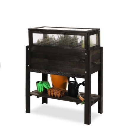 Czarny Inspekt z Hotelem dla Owadów, Miniszklarnią i Półką ⚘ 78x37x98