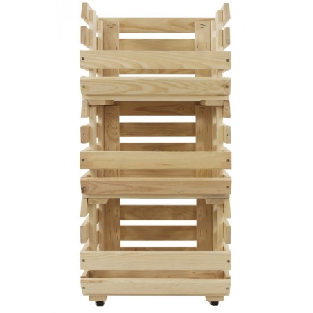 Trzypiętrowa Skrzynka na Owoce / Warzywa ▪  Z Kółkami ▪ 79x37x30 cm