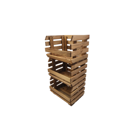 Trzypiętrowa Skrzynka na Owoce / Warzywa ▪  Z Kółkami ▪ 79x37x30 cm