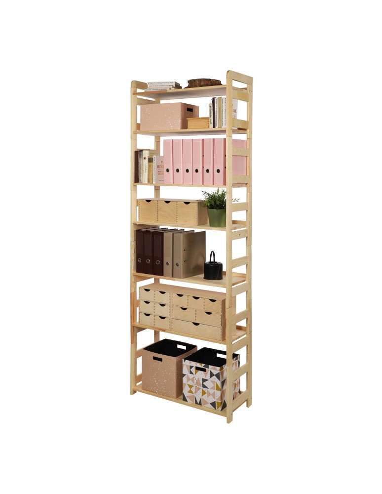 Regały drewniane - Regał Modułowy Prosty ~ BERDO PRO_07 ~ 236x80x34,4 cm ~ 7 Półek - produkt MODO24.PL 1