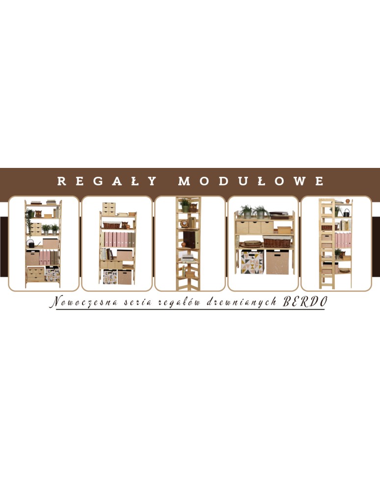Regały drewniane - Narożny Regał Modułowy ~ Zewnętrzny ~ BERDO NZEW_07 ~ 236x34,4x34 cm ~ 7 Półek - product MODO24.PL 12
