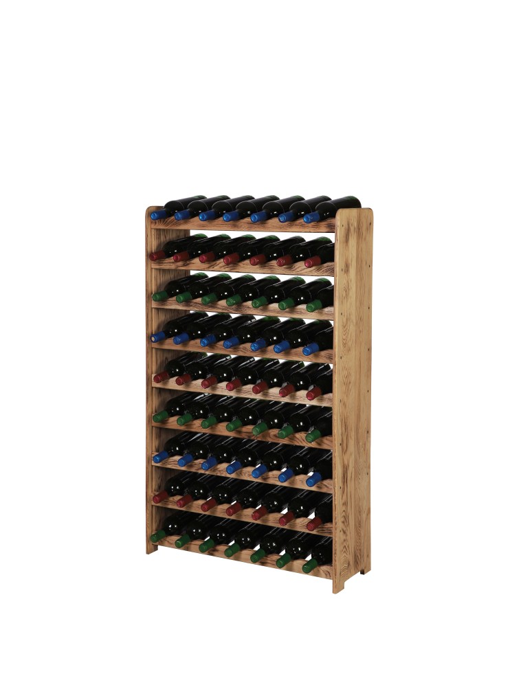 Seria RW-22 - Regał dębowy na 63 butelki · RW-22-63 · drewno w stanie surowym opalane - produkt MODO24.PL 1