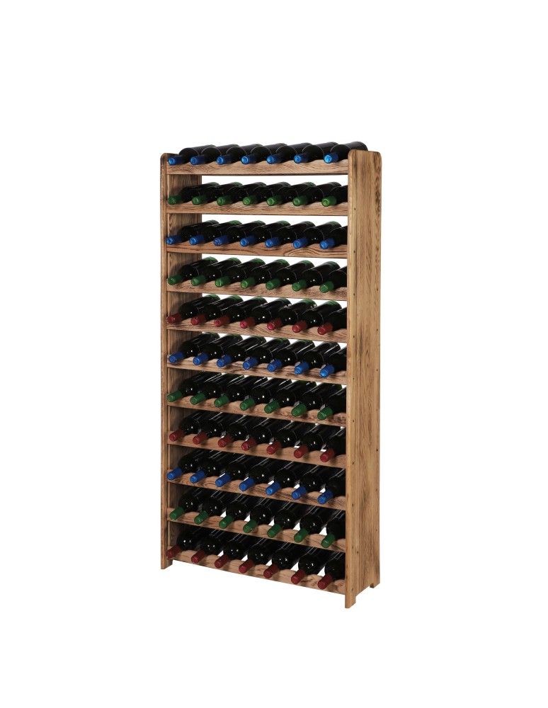 Seria RW-22 - Dębowy regał na wino RW-22-77 drewno w stanie surowym opalane - produkt MODO24.PL 1