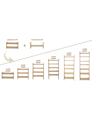 Regały drewniane - Nadstawka do Regału BERDO ~ Moduł Narożnikowy ~ 38,4x34,4x34 cm - product 20