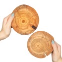 Podkładki na Stół  z Modrzewia ◎ Okorowane i Olejowane ◎ ø 12-15 cm ◎ 2 sztuki