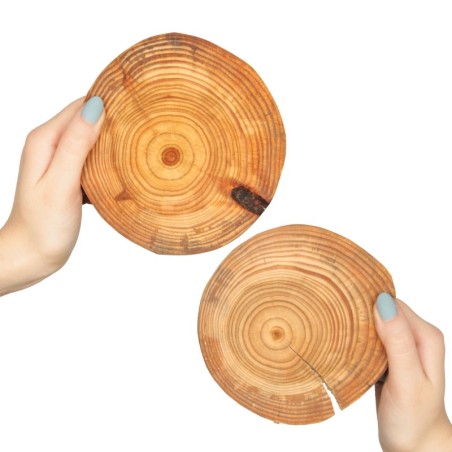 Podkładki na Stół  z Modrzewia ◎ Okorowane i Olejowane ◎ ø 12-15 cm ◎ 2 sztuki