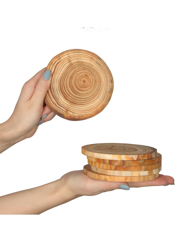 Zestawy Podkładek Na Stół - Podkładki na Stół  z Modrzewia  Okorowane i Olejowane  12-15 cm  6 sztuk - produkt MODO24.PL 1