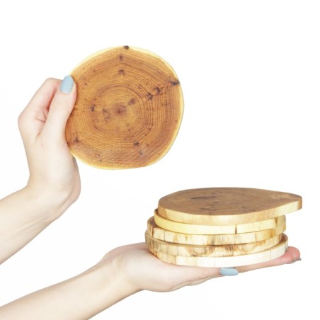 Akacjowe Podkładki Na Stół ⚛ Okorowane ⚛ Olejowane ⚛ ø 12-15 cm ⚛ 6 sztuk