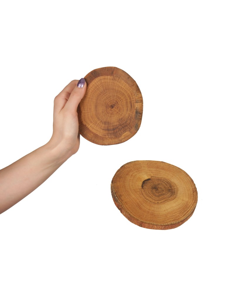 Zestawy Podkładek Na Stół - Dębowe Podkładki Na Stół ⚜ Okorowane ⚜ Olejowane ⚜ ø 9-12 cm ⚜ 2 sztuki - produkt MODO24.PL 1