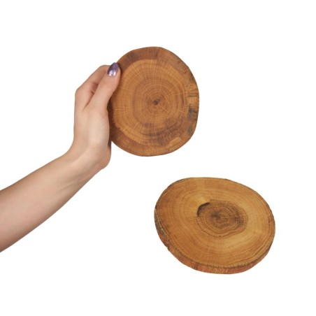 Dębowe Podkładki Na Stół ⚜ Okorowane ⚜ Olejowane ⚜ ø 9-12 cm ⚜ 2 sztuki