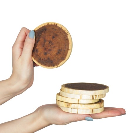 Akacjowe Podkładki Na Stół ⚛ Okorowane ⚛ Olejowane ⚛ ø 9-12 cm ⚛ 6 sztuk