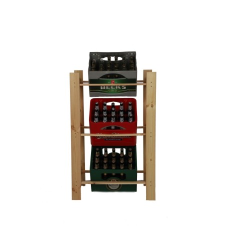 Stojak Ekspozycyjny na 3 Skrzynki ◈ Drewniany/ Surowy ◈ 107x70x39 cm