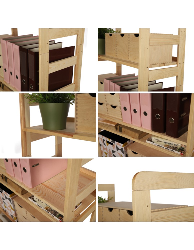 Regały drewniane - Regał Modułowy Narożnikowy ~ BERDO NAR_05 ~ 159,2x72x44,8 cm ~ 5 Półek brązowy - product MODO24.PL 18