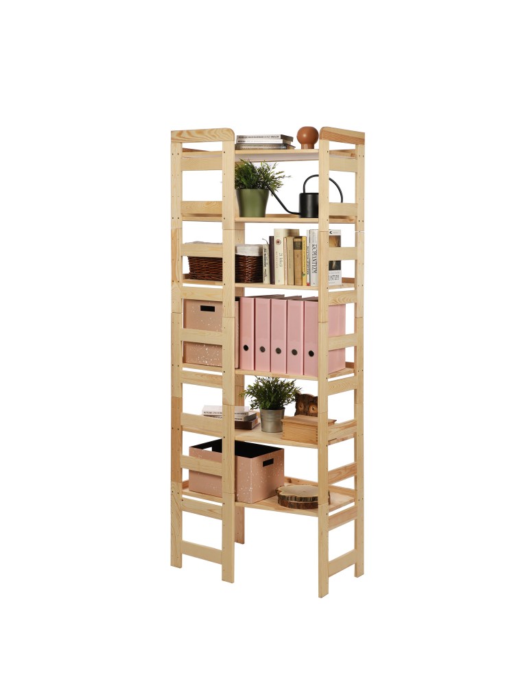 Regały drewniane - Regał Modułowy Narożnikowy ~ BERDO NAR_06 ~ 197,6x72x44,8 cm ~ 6 Półek brązowy - product MODO24.PL 7