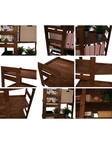 Regały drewniane - Nadstawka do Regału BERDO ~ Moduł Prosty ~ 38,4x80x34,4 cm brązowa - product 6