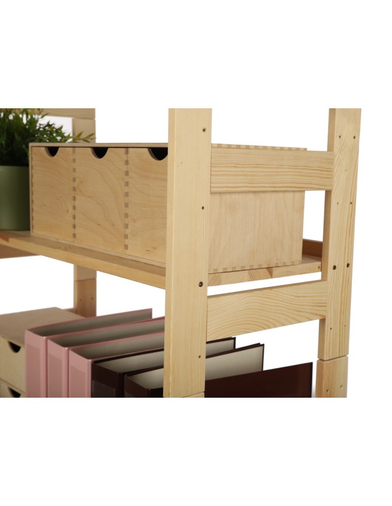 Regały drewniane - Regał Modułowy Prosty ~ BERDO PRO_03 ~ 82,4x80x34,4 cm ~ 3 Półki brązowy - product MODO24.PL 12