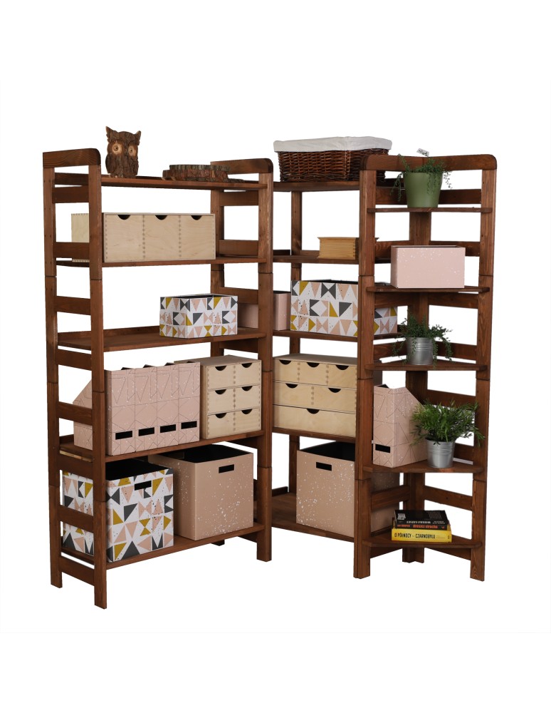 Regały drewniane - Regał Modułowy Prosty ~ BERDO PRO_03 ~ 82,4x80x34,4 cm ~ 3 Półki brązowy - product MODO24.PL 5