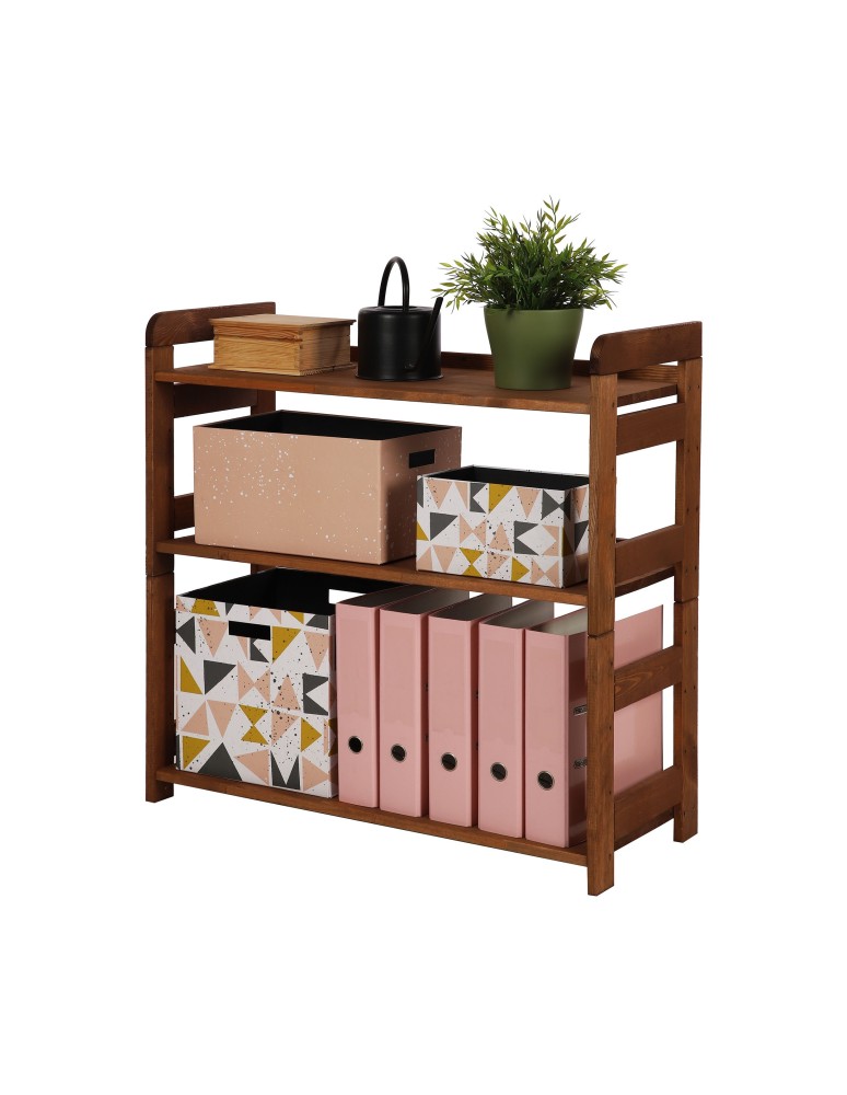 Regały drewniane - Regał Modułowy Prosty ~ BERDO PRO_03 ~ 82,4x80x34,4 cm ~ 3 Półki brązowy - produkt MODO24.PL 1