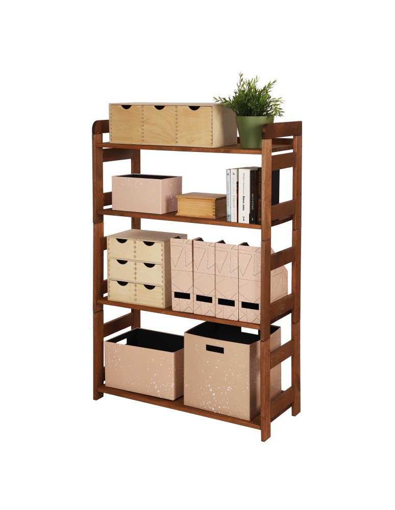 Regały drewniane - Regał Modułowy Prosty ~ BERDO PRO_04 ~ 120,8x80x34,4 cm ~ 4 Półki brązowy - produkt MODO24.PL 1