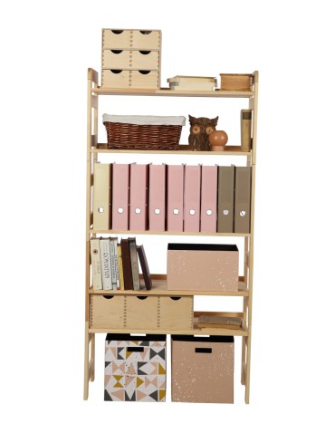 Regały drewniane - Regał Modułowy Prosty ~ BERDO PRO_05 ~ 159,2x80x34,4 cm ~ 5 Półek brązowy - product 11