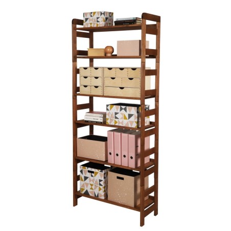 Regał Modułowy Prosty ~ BERDO PRO_06 ~ 197,6x80x34,4 cm ~ 6 Półek brązowy