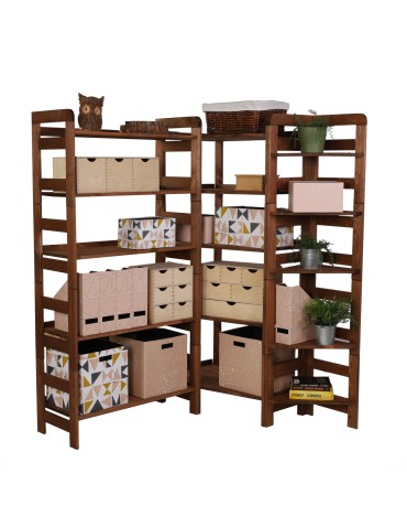 Regały drewniane - Regał Modułowy Prosty ~ BERDO PRO_07 ~ 236x80x34,4 cm ~ 7 Półek brązowy - product 4