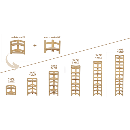 Podstawa do Regału BERDO ~ Moduł Narożnikowy ~ 44x34,4x34 cm brązowa