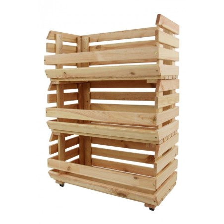 Trzypiętrowa Skrzynia na Warzywa / Owoce ▪ Na Kółkach ▪ 79x57x30 cm