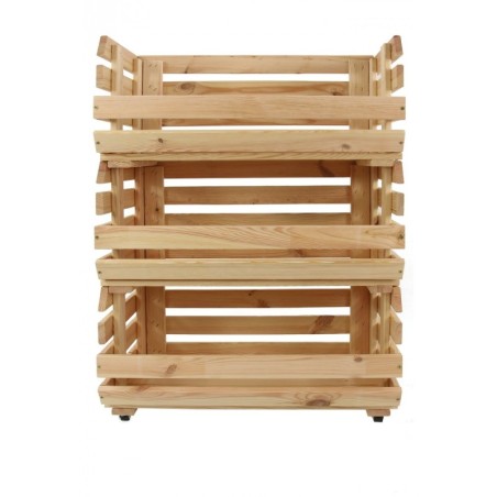 Trzypiętrowa Skrzynia na Warzywa / Owoce ▪ Na Kółkach ▪ 79x57x30 cm