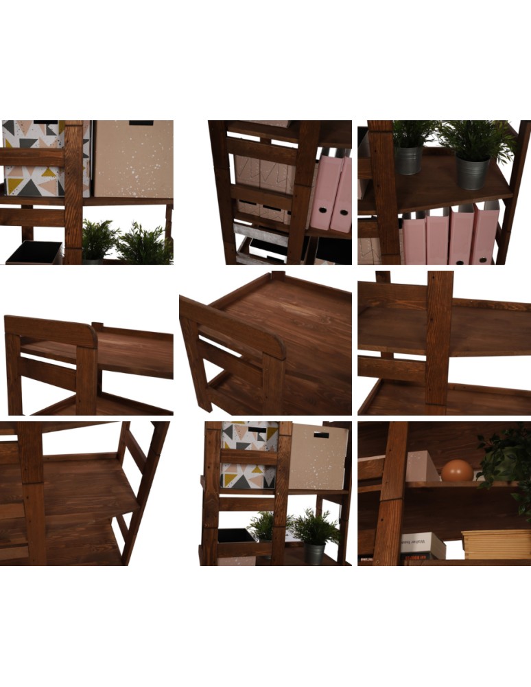 Regały drewniane - Narożny Regał Modułowy ~ Zewnętrzny ~ BERDO NZEW_05 ~ 159,2x34,4x34 cm ~ 5 Półek brązowy - product MODO24.PL 6