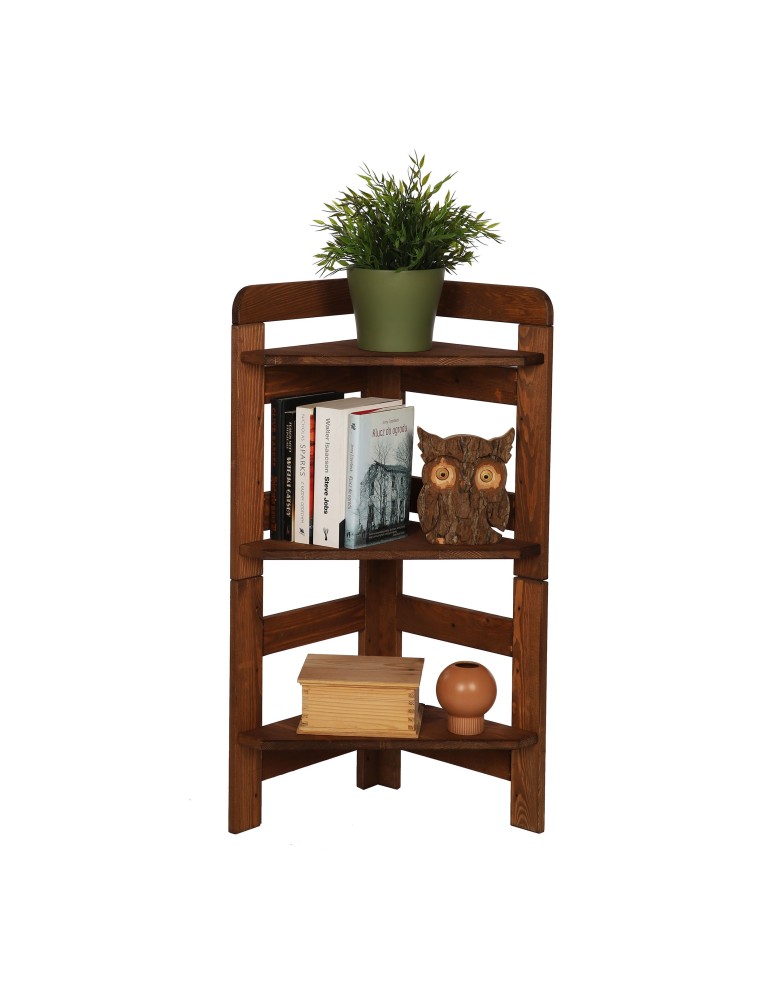Regały drewniane - Narożny Regał Modułowy ~ Zewnętrzny ~ BERDO NZEW_03 ~ 82,4x34,4x34 cm ~ 3 Półki brązowy - produkt MODO24.PL 1