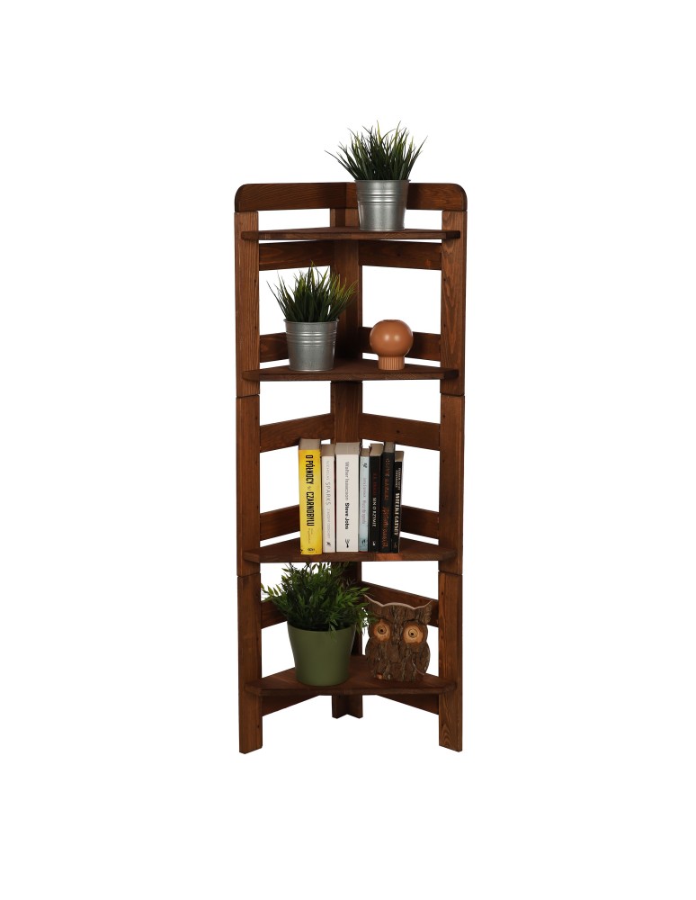 Regały drewniane - Narożny Regał Modułowy ~ Zewnętrzny ~ BERDO NZEW_04 ~ 120,8x34,4x34 cm ~ 4 Półki brązowy - produkt MODO24.PL 1