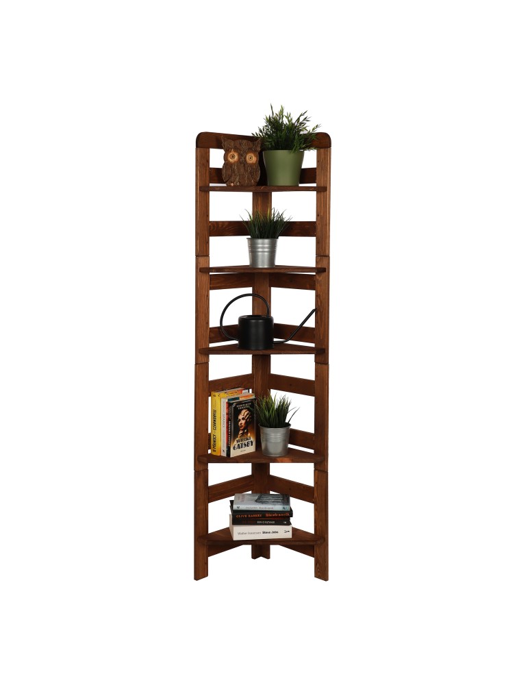 Regały drewniane - Narożny Regał Modułowy ~ Zewnętrzny ~ BERDO NZEW_05 ~ 159,2x34,4x34 cm ~ 5 Półek brązowy - produkt MODO24.PL 1