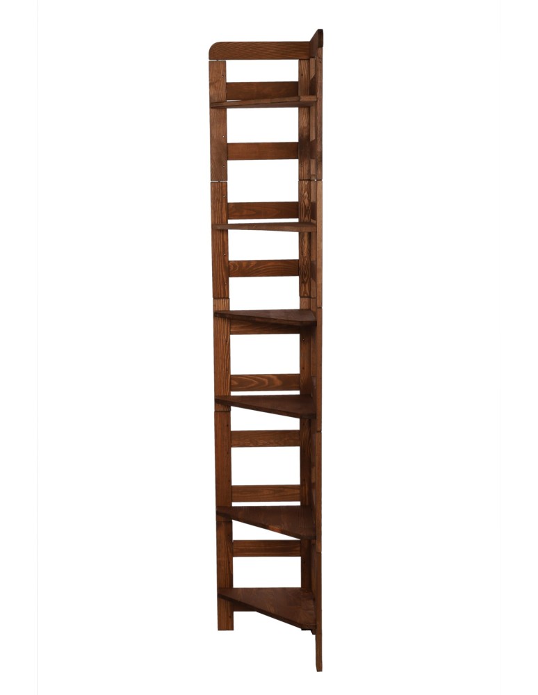 Regały drewniane - Narożny Regał Modułowy ~ Zewnętrzny ~ BERDO NZEW_06 ~ 197,6x34,4x34 cm ~ 6 Półek brązowy - product MODO24.PL 6