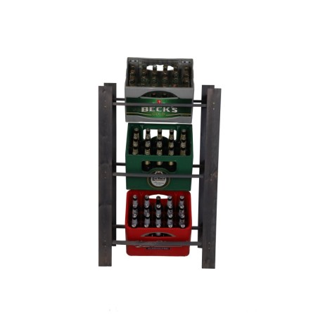 Regał Na Skrzynki ◈ Trzypiętrowy ◈ Drewniany/Szary ◈ 107x70x39 cm