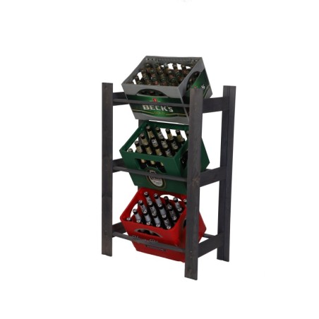 Regał Na Skrzynki ◈ Trzypiętrowy ◈ Drewniany/Szary ◈ 107x70x39 cm