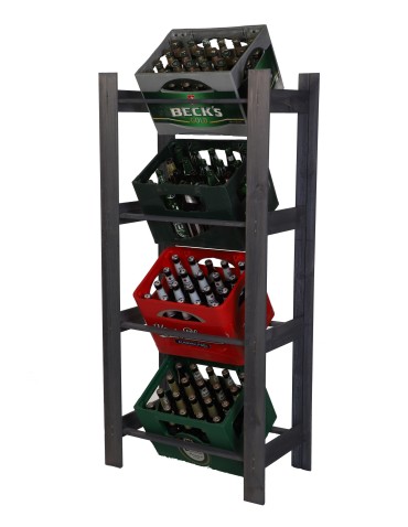 Regał na 4 Skrzynki ~ Drewniany/ Szary ~ RSS 149x70x39 cm