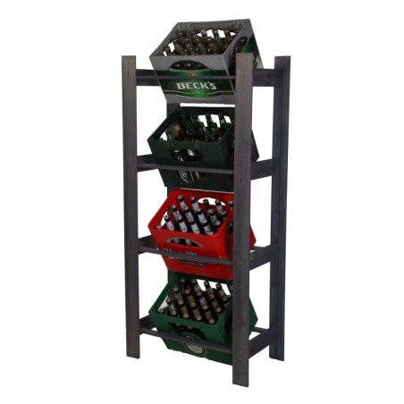 Regał na Skrzynki z Napojami ◈ Drewniany ◈ 4-piętrowy ◈149x70x39 cm