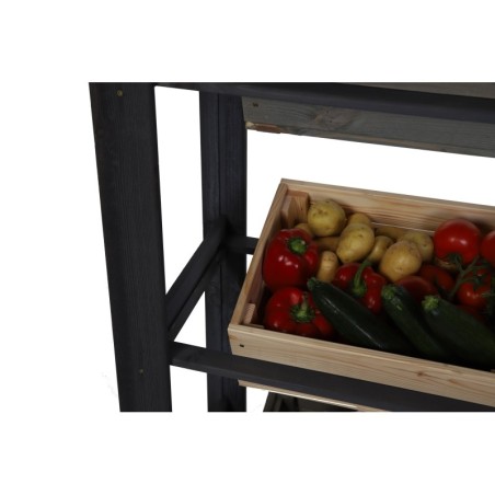 Regał Na Skrzynki ◈ Trzypiętrowy ◈ Drewniany/Szary ◈ 107x70x39 cm