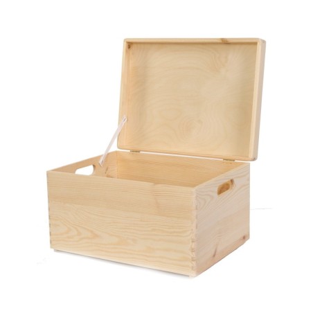 Skrzynka Drewniana z Pokrywą 23x40x30 cm ❏ Pełna z Uchwytami