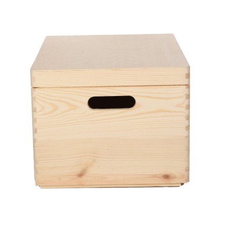 Skrzynka Drewniana z Pokrywą 23x40x30 cm ❏ Pełna z Uchwytami